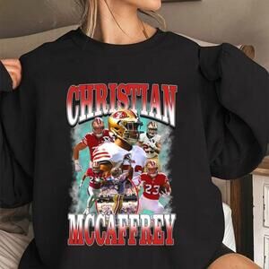 Christian Mccaffrey Football Graphic Black Color Sweatshirt